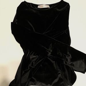 Black Velvet Long Sleeve Midi Dress